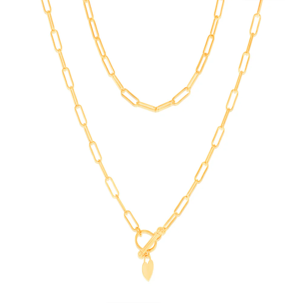 9ct Yellow Gold Paperclip Toggle Bar 43cm Chain