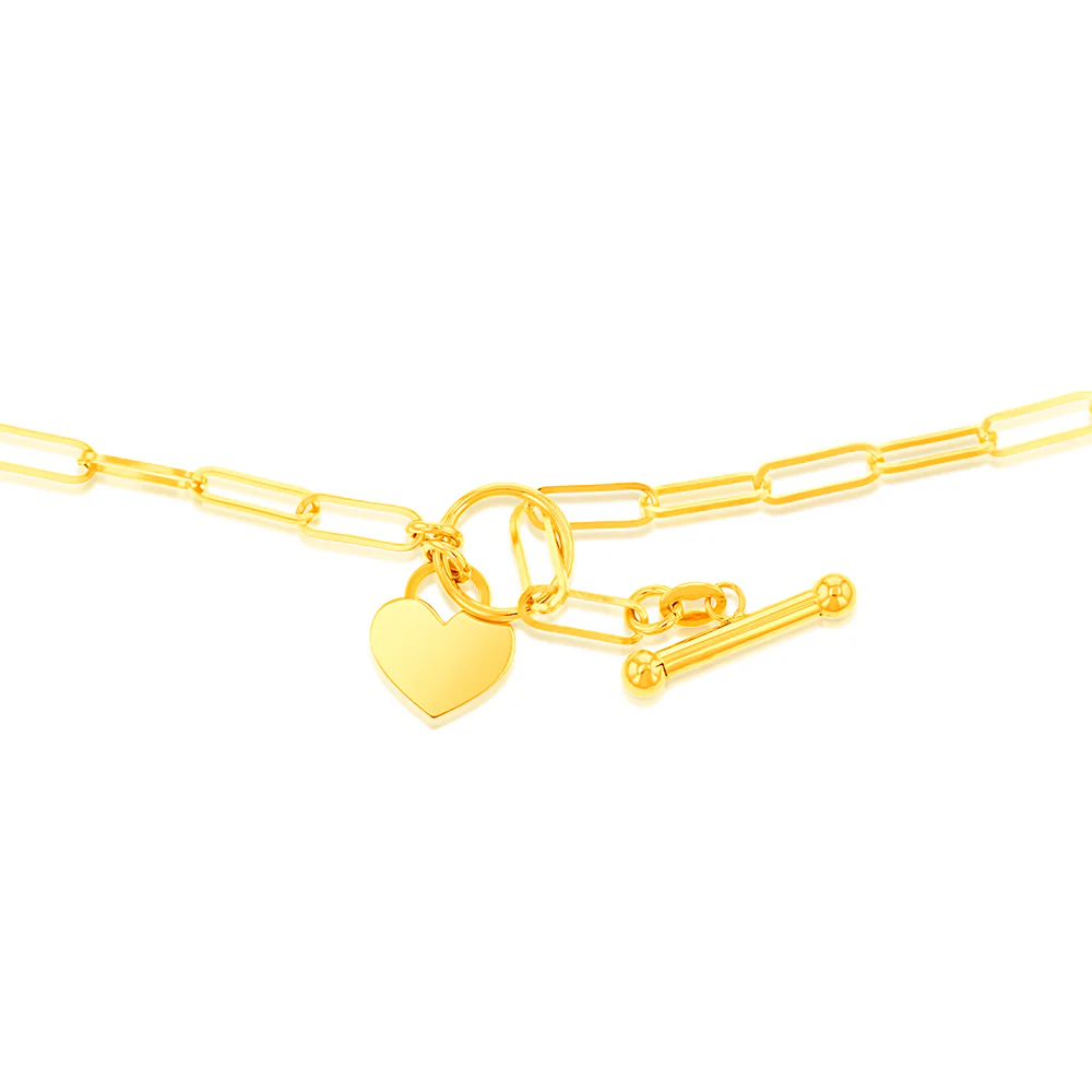 9ct Yellow Gold Paperclip Toggle Bar 43cm Chain - Image 4