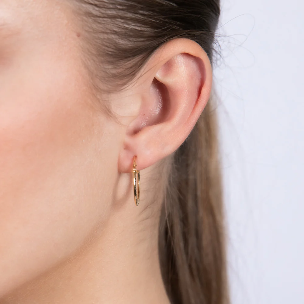 9ct Yellow Gold Patterned 15mm Hoop Earrings - Image 2