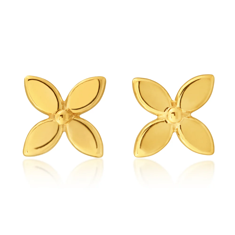 9ct Yellow Gold Petals Stud Earrings