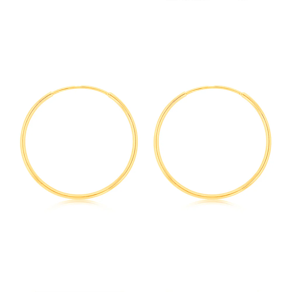 9ct Yellow Gold Plain 15mm Sleeper Earrings