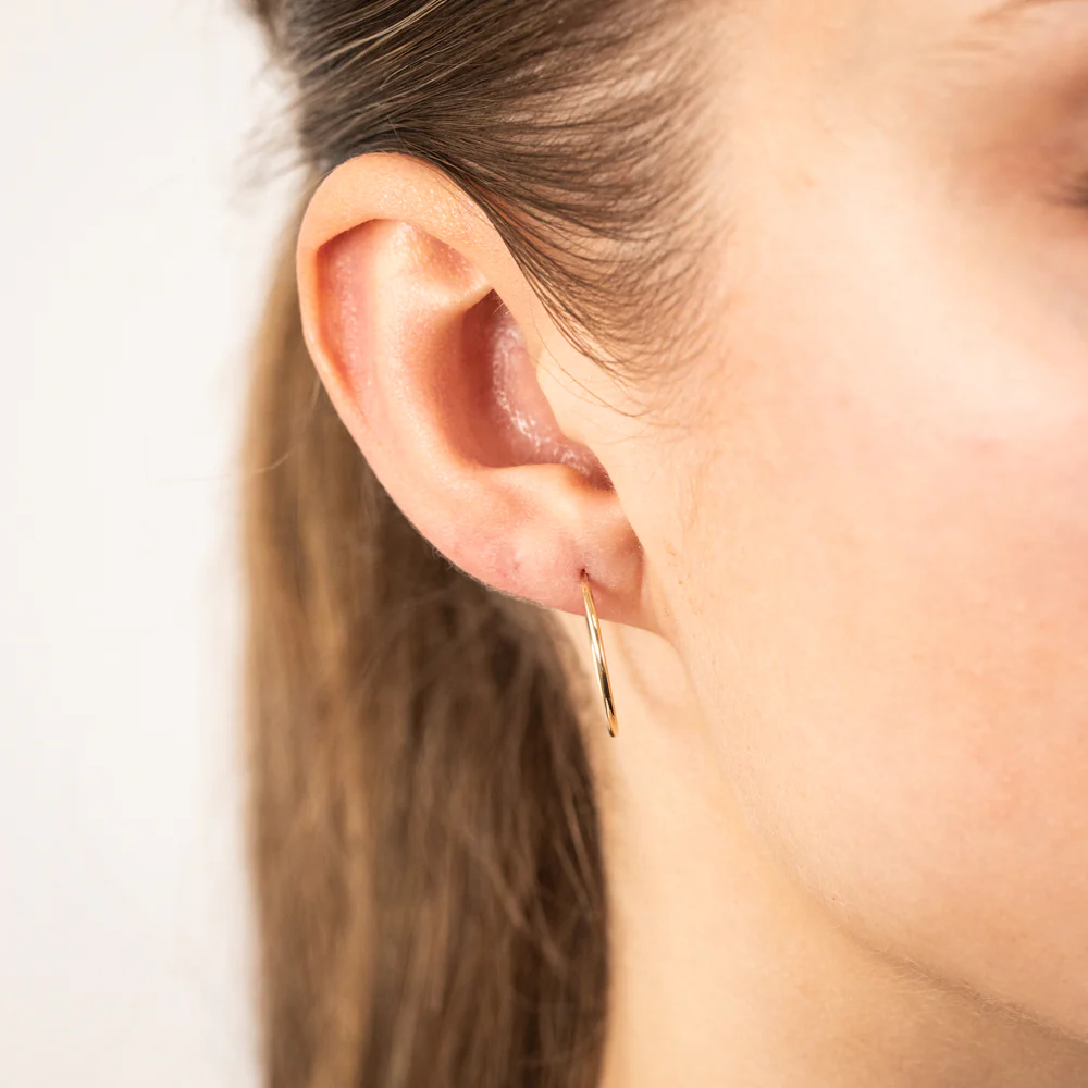 9ct Yellow Gold Plain 15mm Sleeper Earrings - Image 2