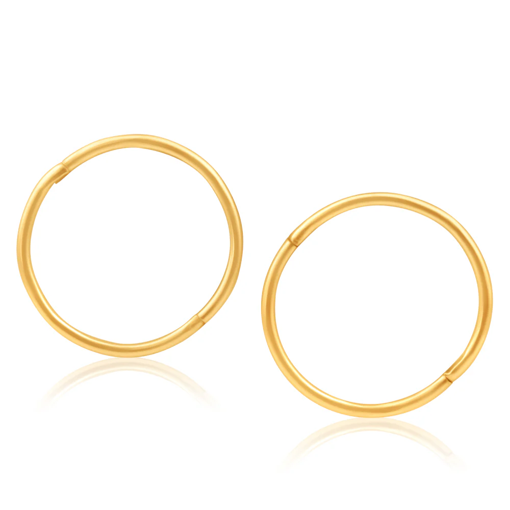 9ct Yellow Gold Plain 16mm sleepers Earrings