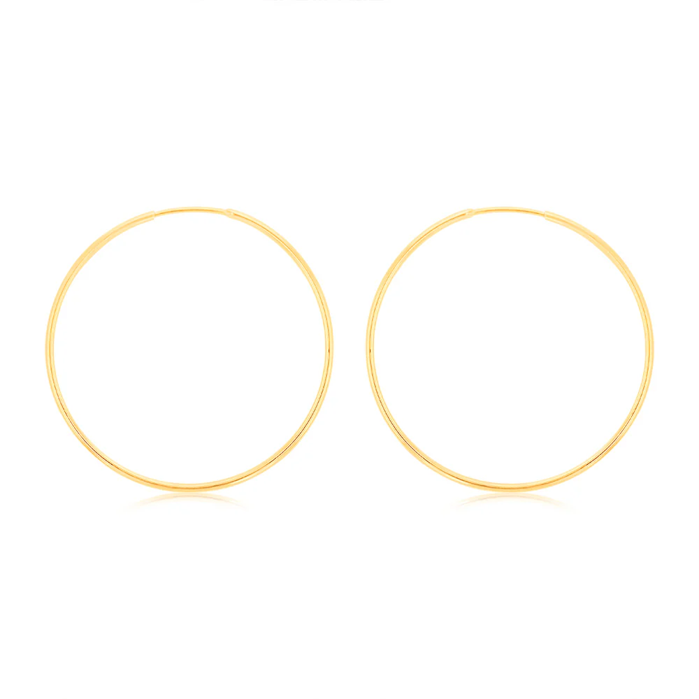 9ct Yellow Gold Plain 20mm Sleeper Earrings