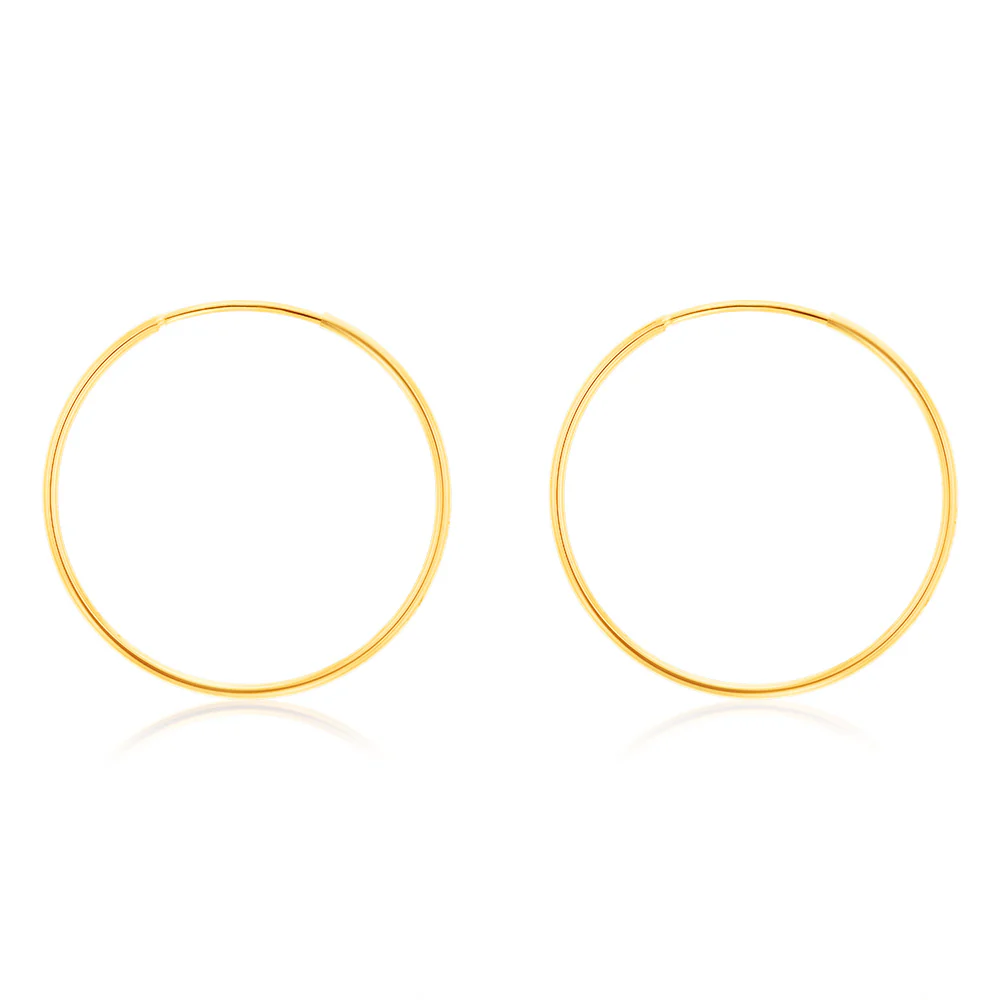 9ct Yellow Gold Plain 20mm Sleeper Earrings