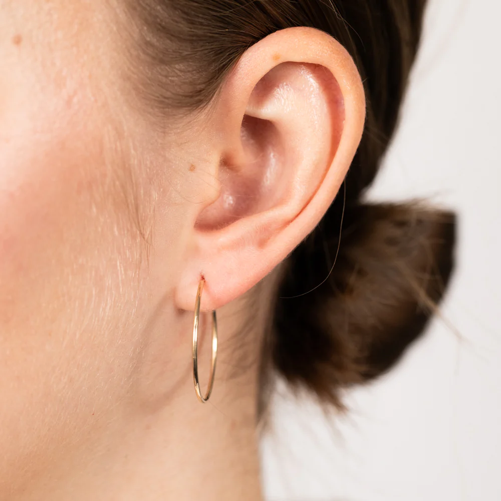9ct Yellow Gold Plain 20mm Sleeper Earrings - Image 2