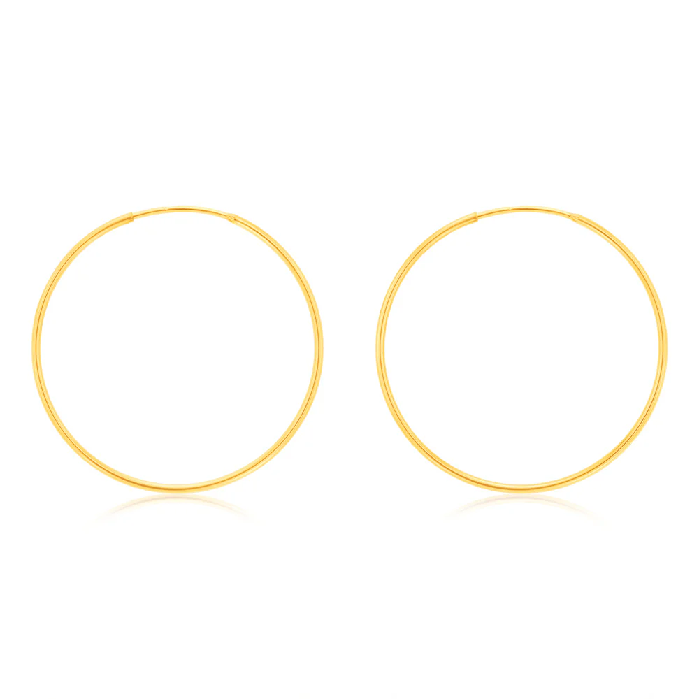 9ct Yellow Gold Plain 25mm Sleeper Earrings
