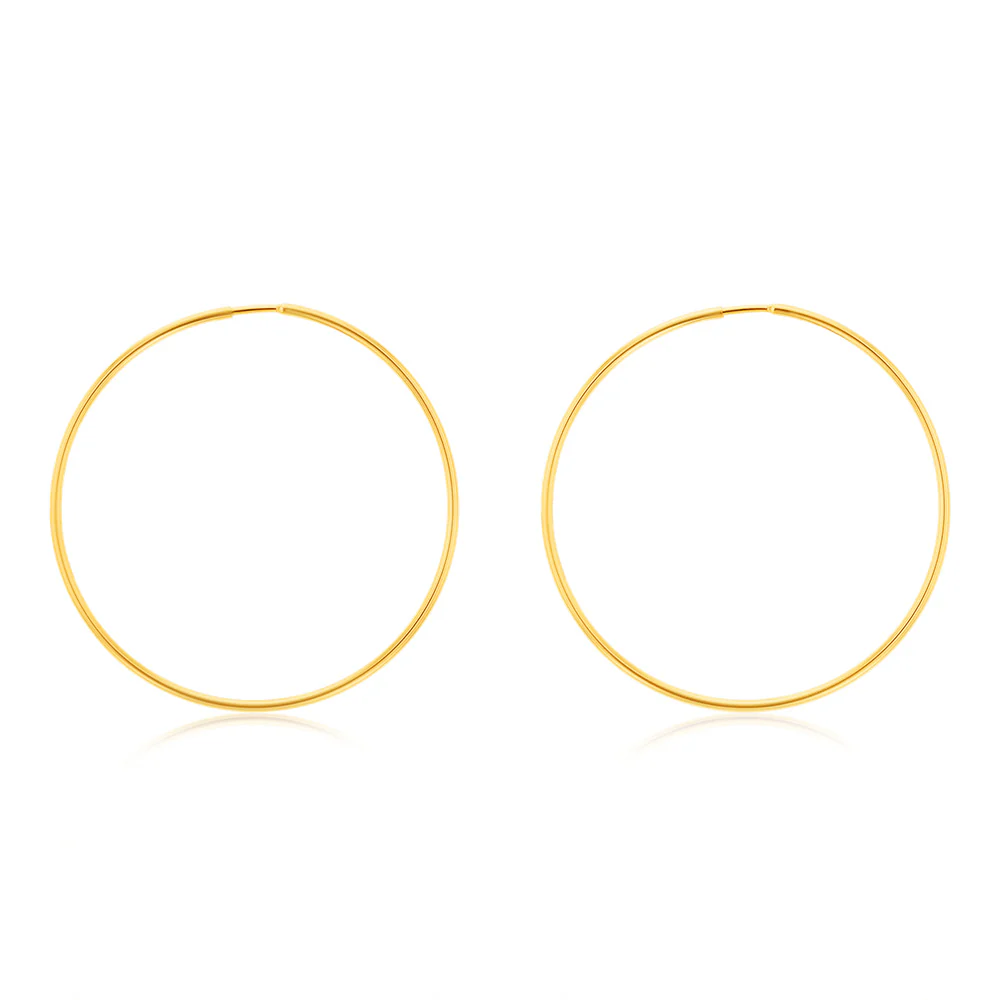 9ct Yellow Gold Plain 30mm Sleeper Earrings