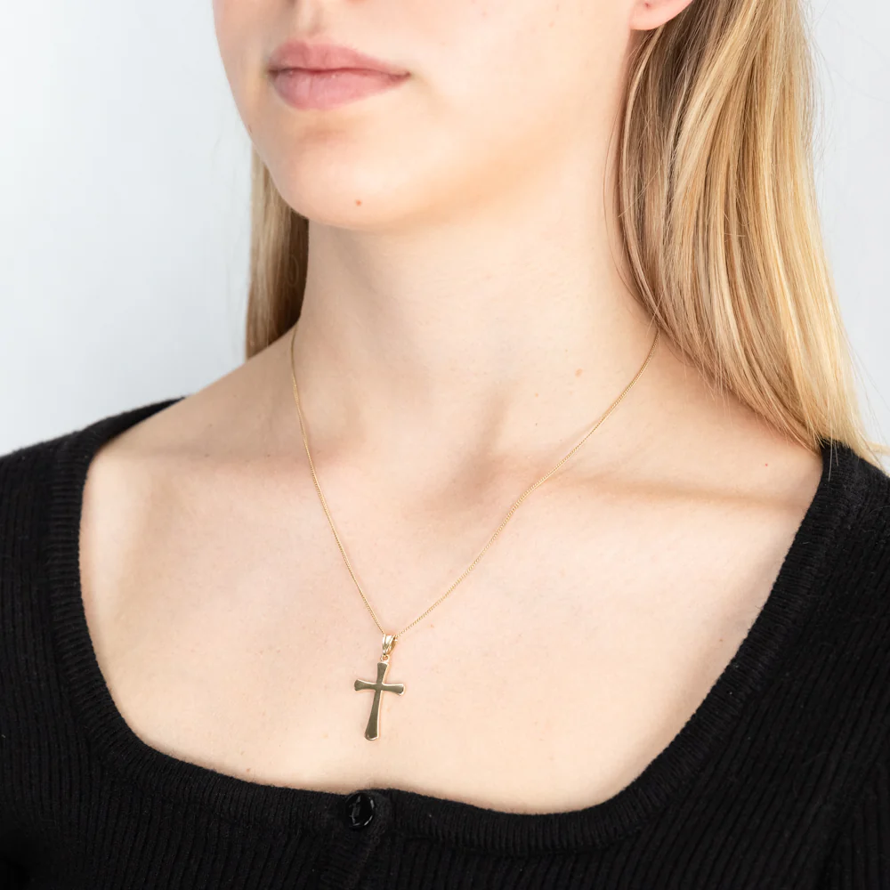 9ct Yellow Gold Plain Cross Pendant - Image 2