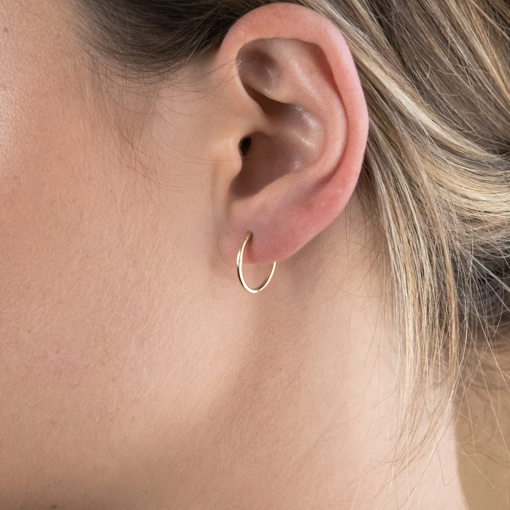 9ct Yellow Gold Plain Hinged Hoop Earrings - Image 2