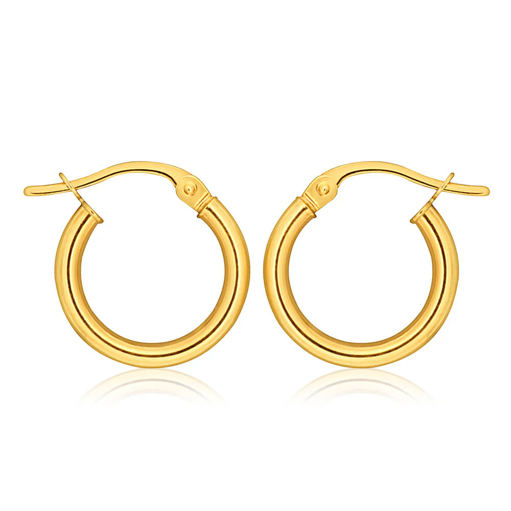 9ct Yellow Gold Plain Hoop 10mm European made
