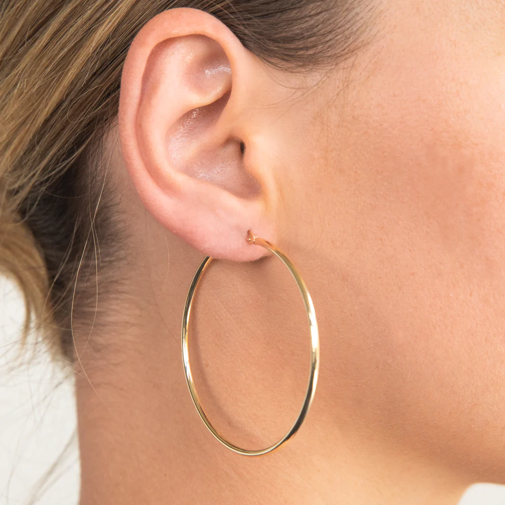 9ct Yellow Gold Plain Hoop 50mm European made - Image 2