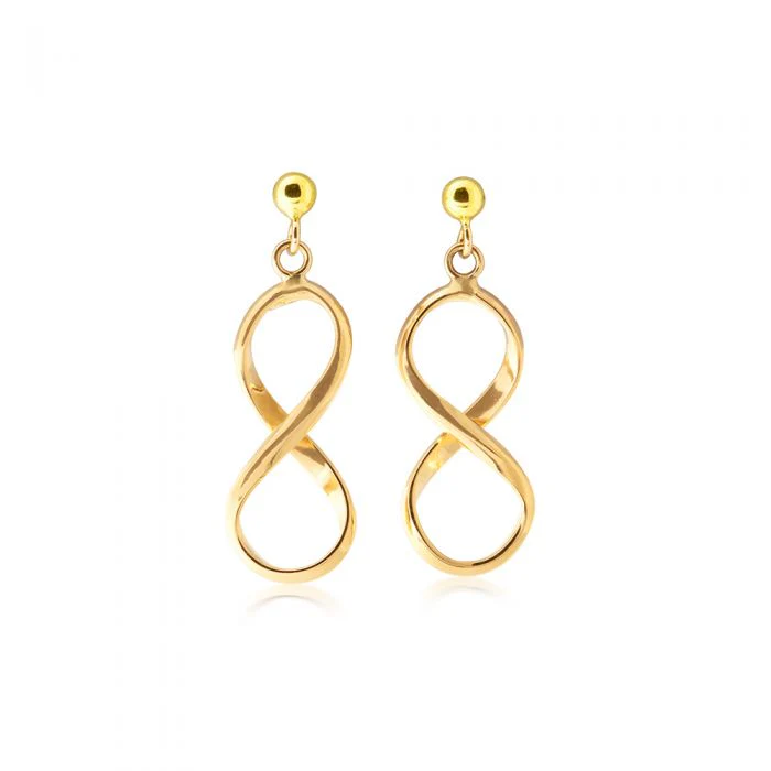 9ct Yellow Gold Plain Twist Drop Earrings