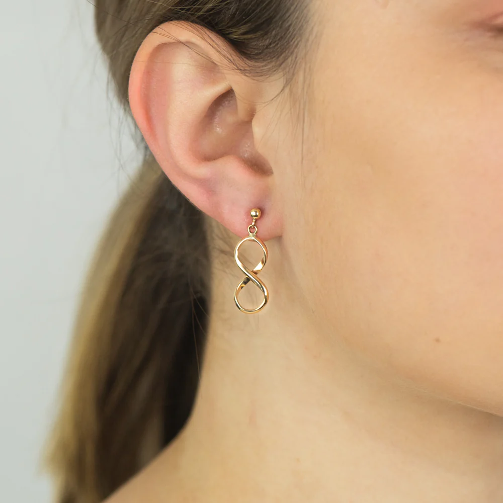 9ct Yellow Gold Plain Twist Drop Earrings - Image 2