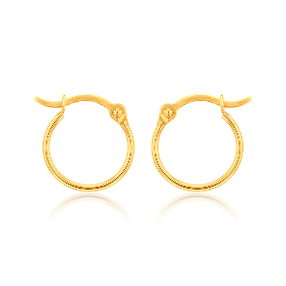 9ct Yellow Gold Polish 10mm Hoop Earring