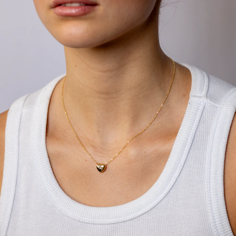 9ct Yellow Gold Polished Heart Pendant on Chain - Image 2