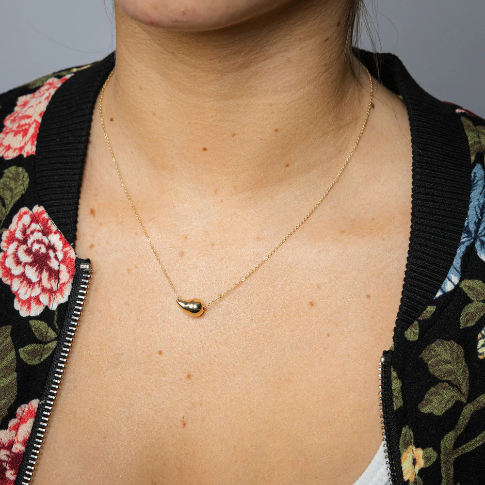9ct Yellow Gold Polished Teardrop on Chain Necklace - Image 2