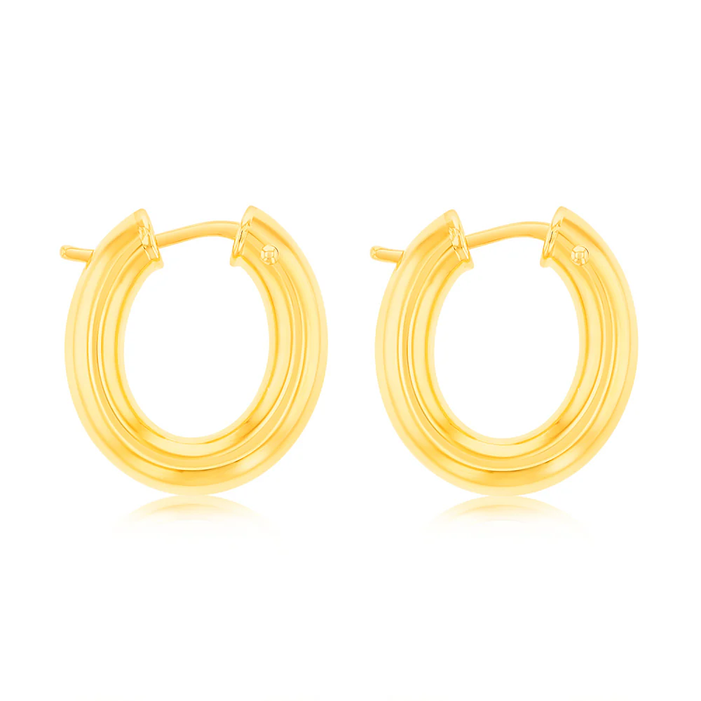 9ct Yellow Gold Polished Tube Hoop Earrings - Image 2