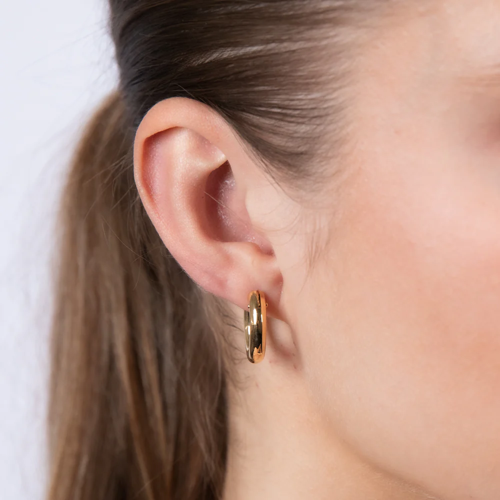 9ct Yellow Gold Polished Tube Hoop Earrings - Image 3