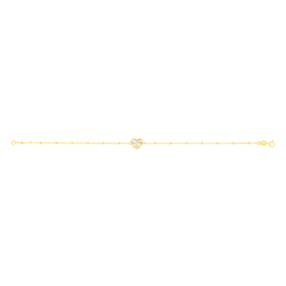 9ct Yellow Gold Rainbow Heart Trace And Ball 19cm Bracelet - Image 2