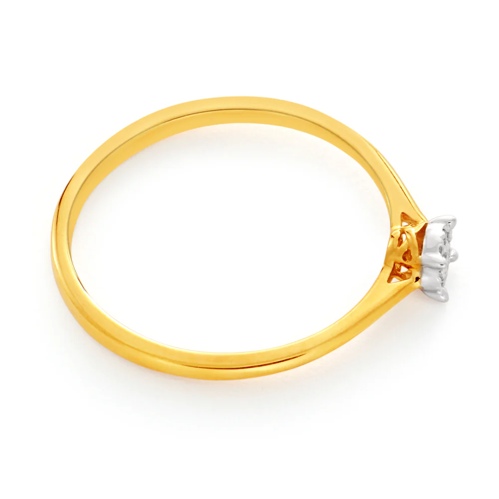 9ct Yellow Gold Ring With 0.05 Carats Of Diamonds and Infinity Detail on Side Profile - Image 2
