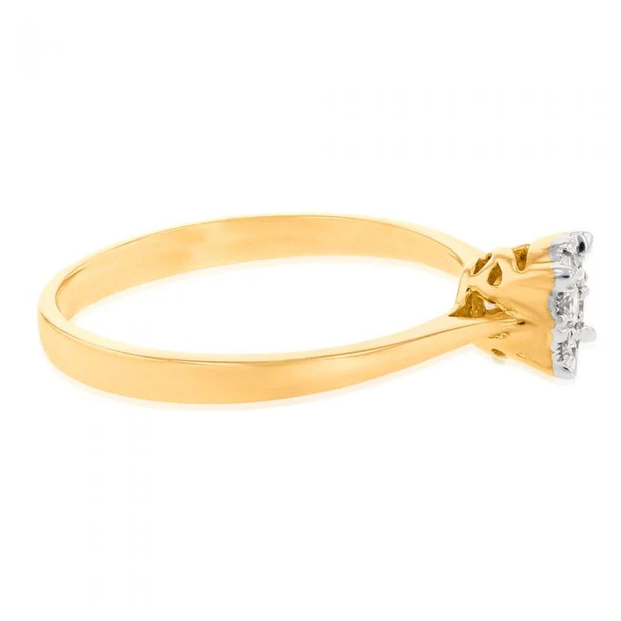 9ct Yellow Gold Ring With 1/5 Carats Of Diamonds and Infinity Detail on Side Profile - Image 2