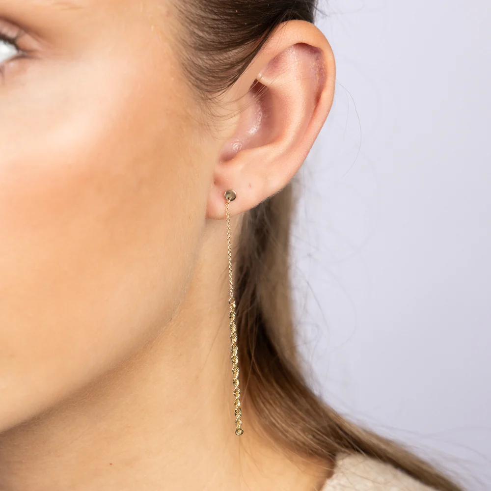 9ct Yellow Gold Rope Drop Earrings - Image 2