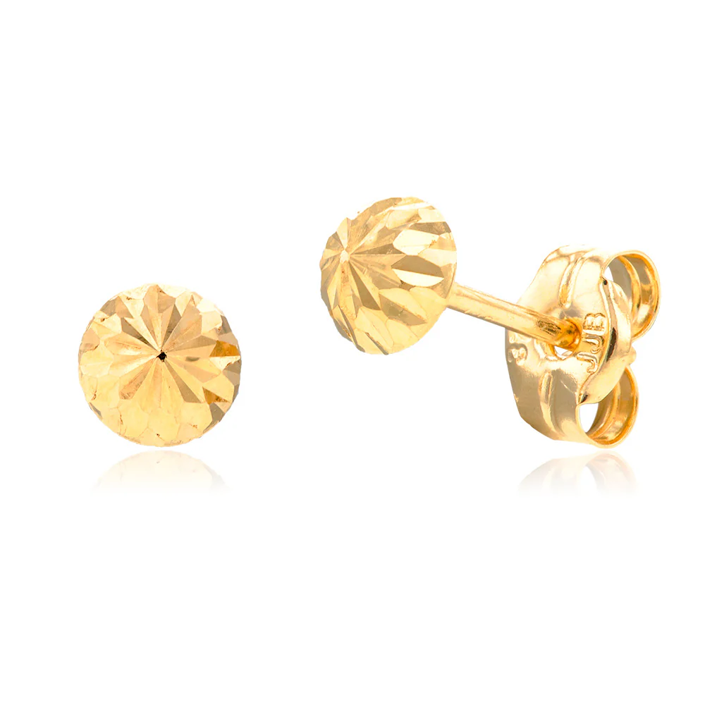 9ct Yellow Gold Round Stud Earrings - Image 3