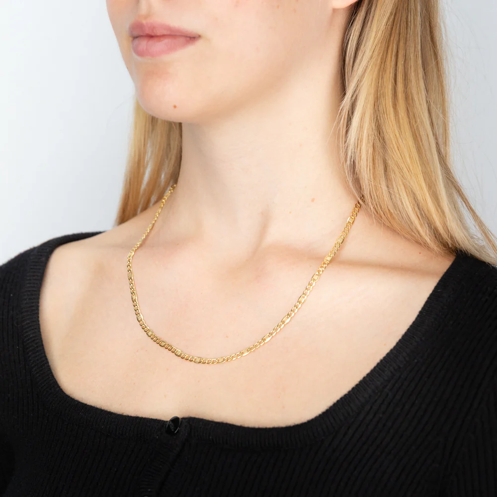9ct Yellow Gold Silver Filled 1:3 Curb+Anch 80 Gauge 50cm Chain - Image 3