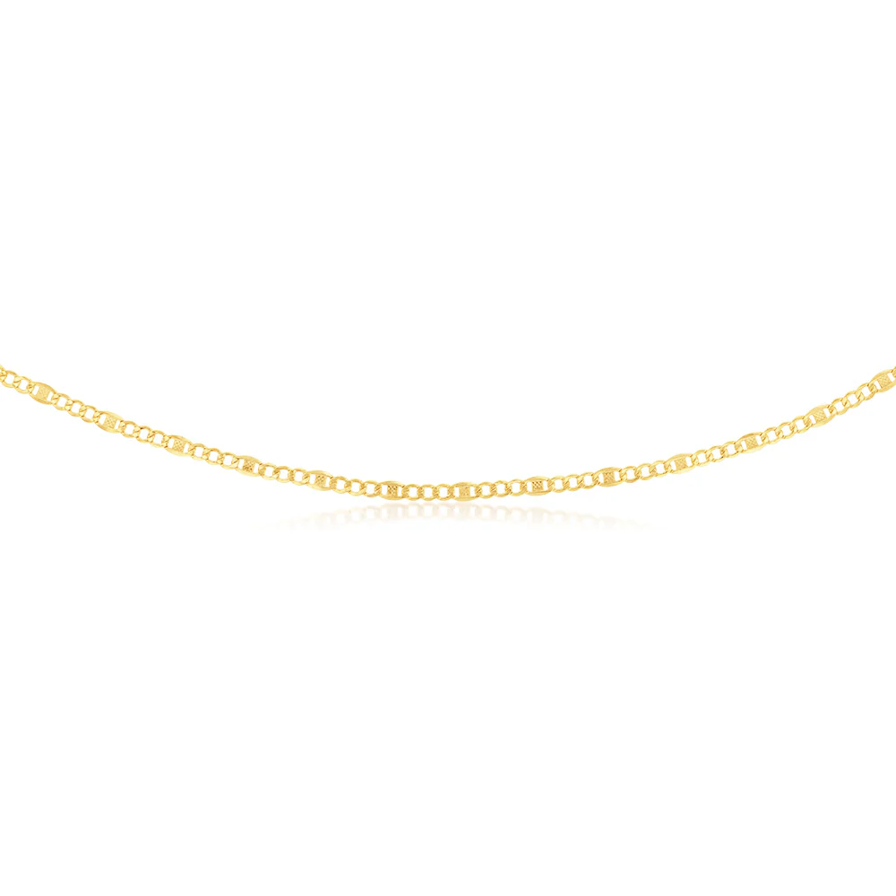 9ct Yellow Gold Silver Filled 1:3 Curb+ Anchor 80 Gauge 45cm Chain - Image 2