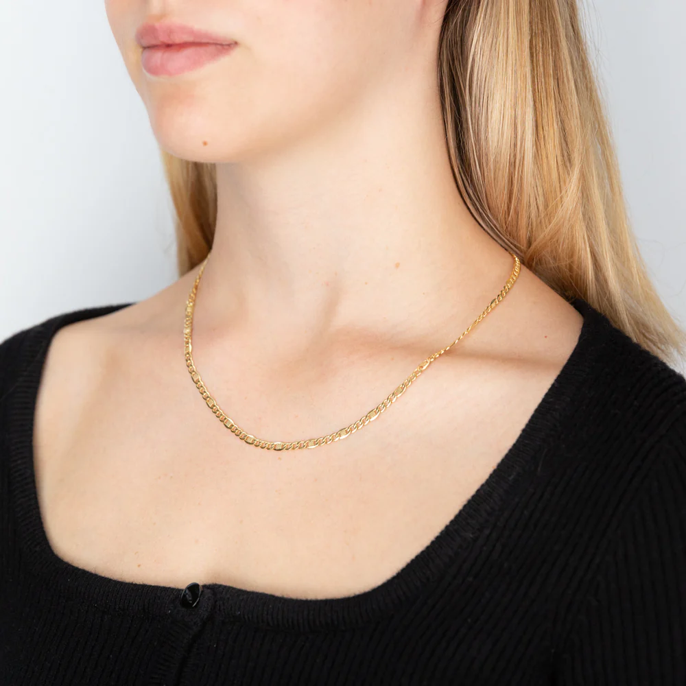 9ct Yellow Gold Silver Filled 1:3 Curb+ Anchor 80 Gauge 45cm Chain - Image 3