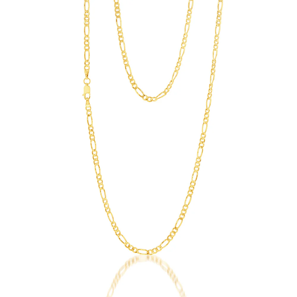 9ct Yellow Gold Silver Filled 1:3 Figaro 80 Gauge 60cm Chain
