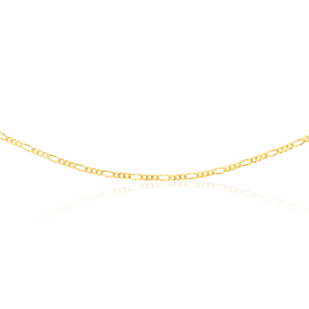 9ct Yellow Gold Silver Filled 1:3 Figaro 80 Gauge 60cm Chain - Image 2