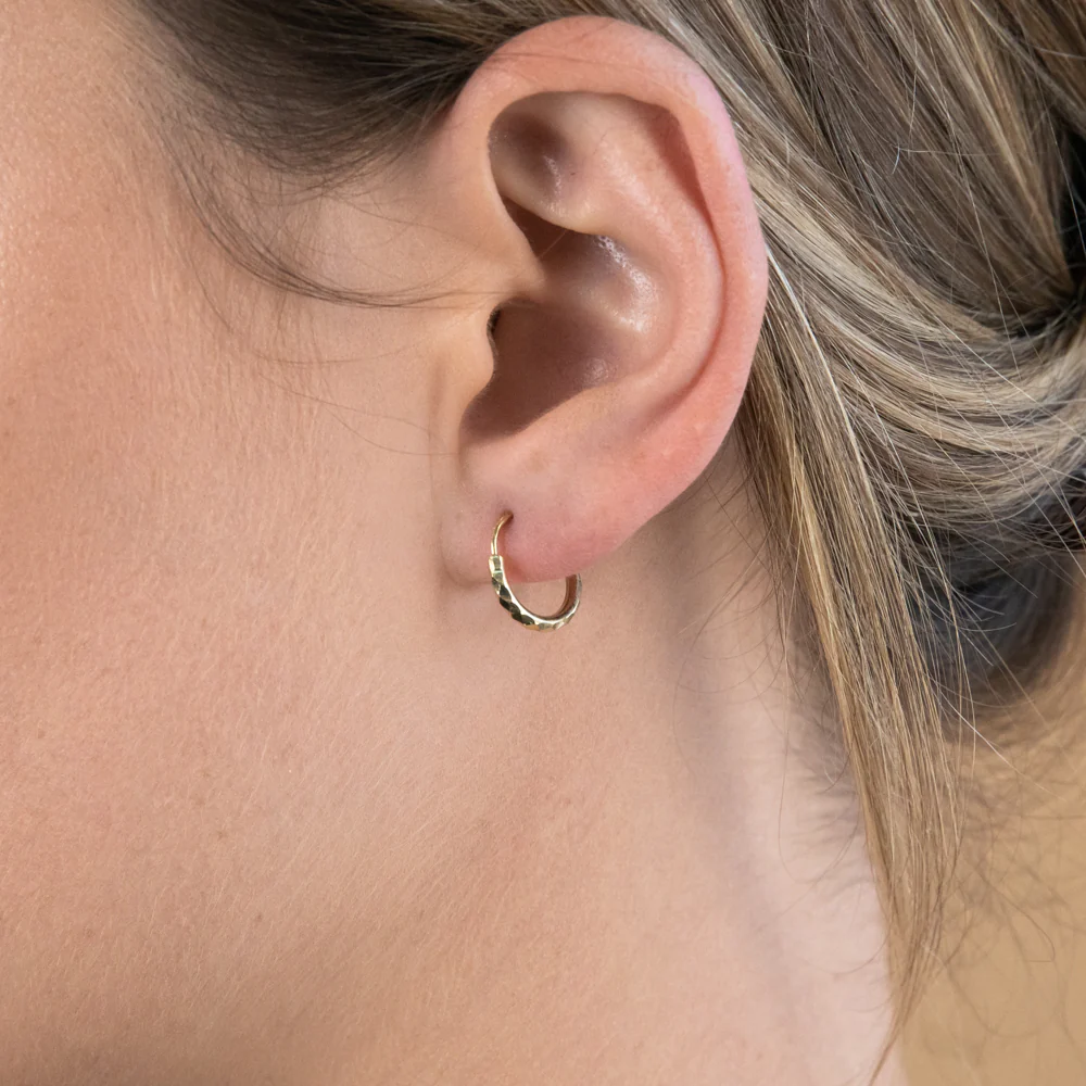 9ct Yellow Gold Silver Filled 10mm Diamond Cut Sleeper - Image 3