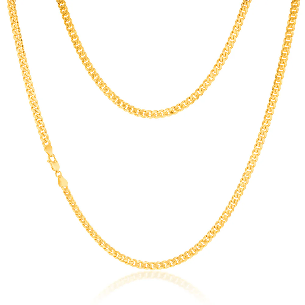 9ct Yellow Gold Silver Filled 120 Gauge Curb 55cm Chain