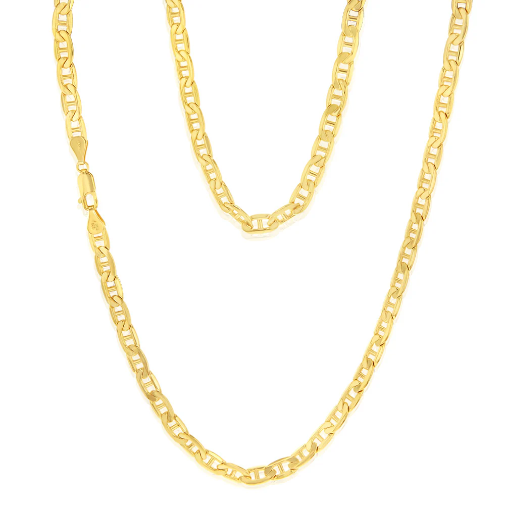 9ct Yellow Gold Silver Filled 150 Gauge Anchor 55cm Chain