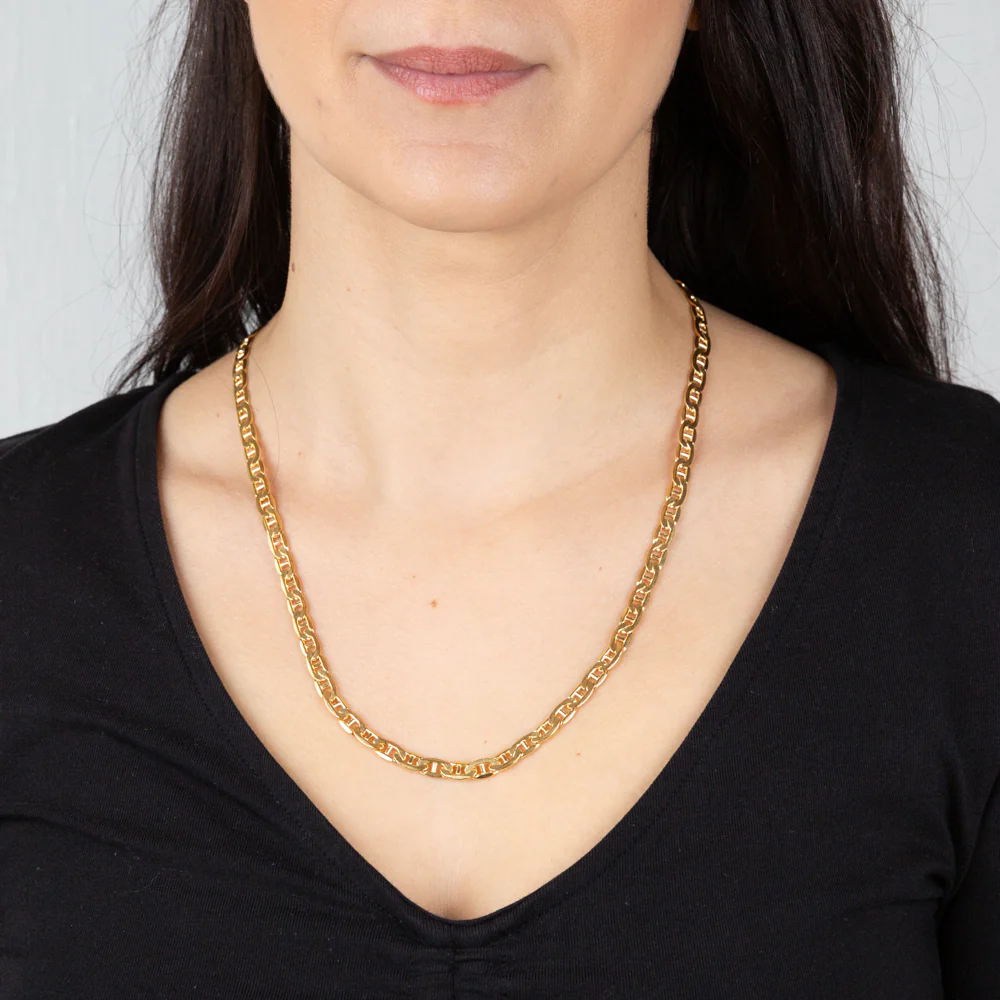 9ct Yellow Gold Silver Filled 150 Gauge Anchor 55cm Chain - Image 3