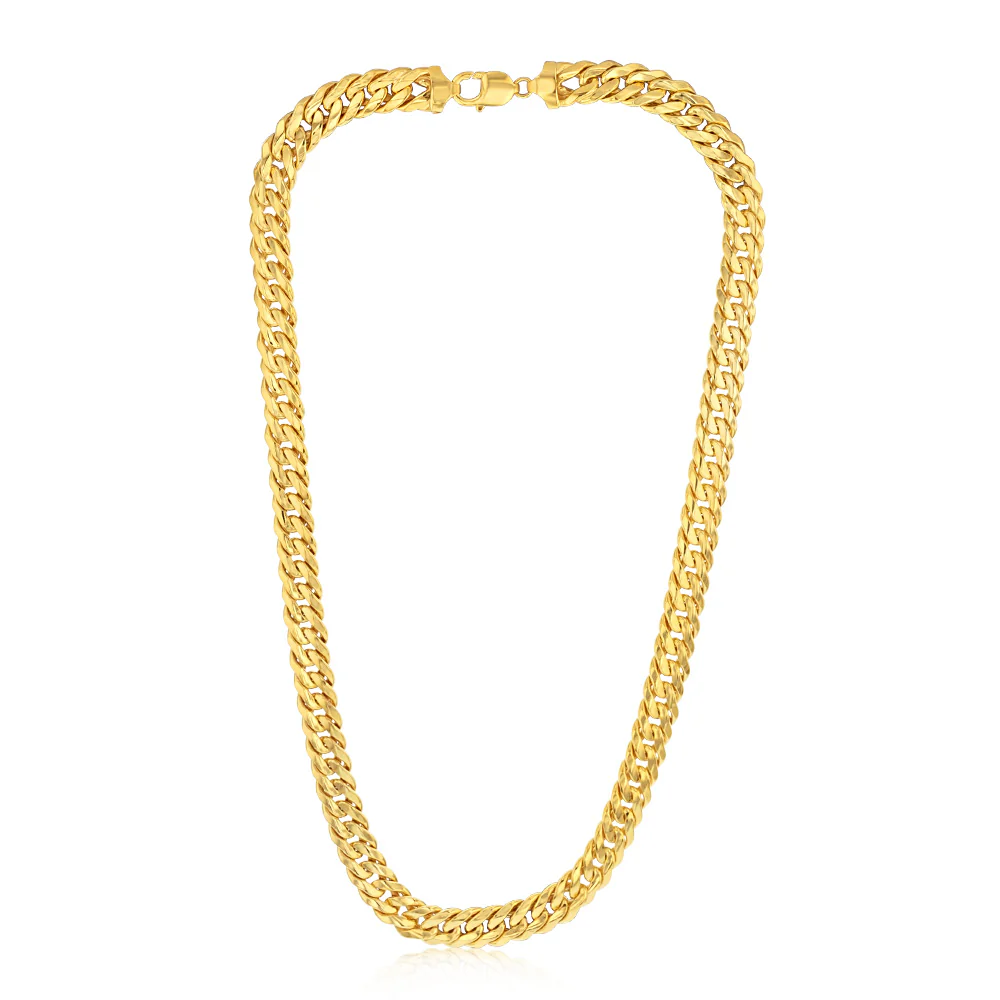 9ct Yellow Gold Silver Filled 210 Gauge Tight Curb 55cm Chain