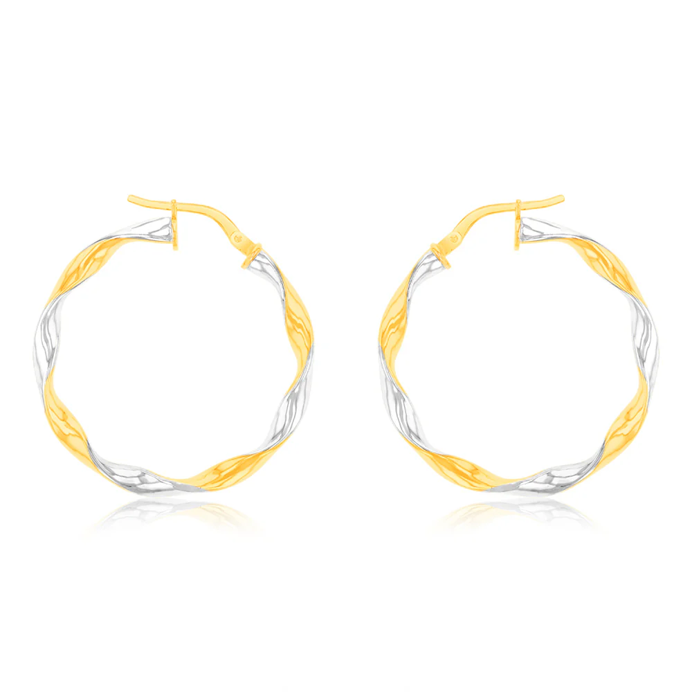 9ct Yellow Gold Silver Filled 25mm Fancy Earrings