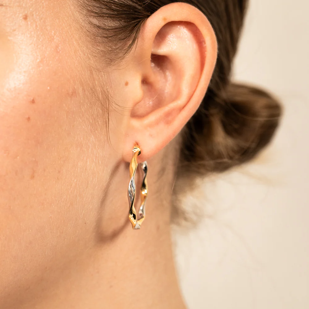 9ct Yellow Gold Silver Filled 25mm Fancy Earrings - Image 2