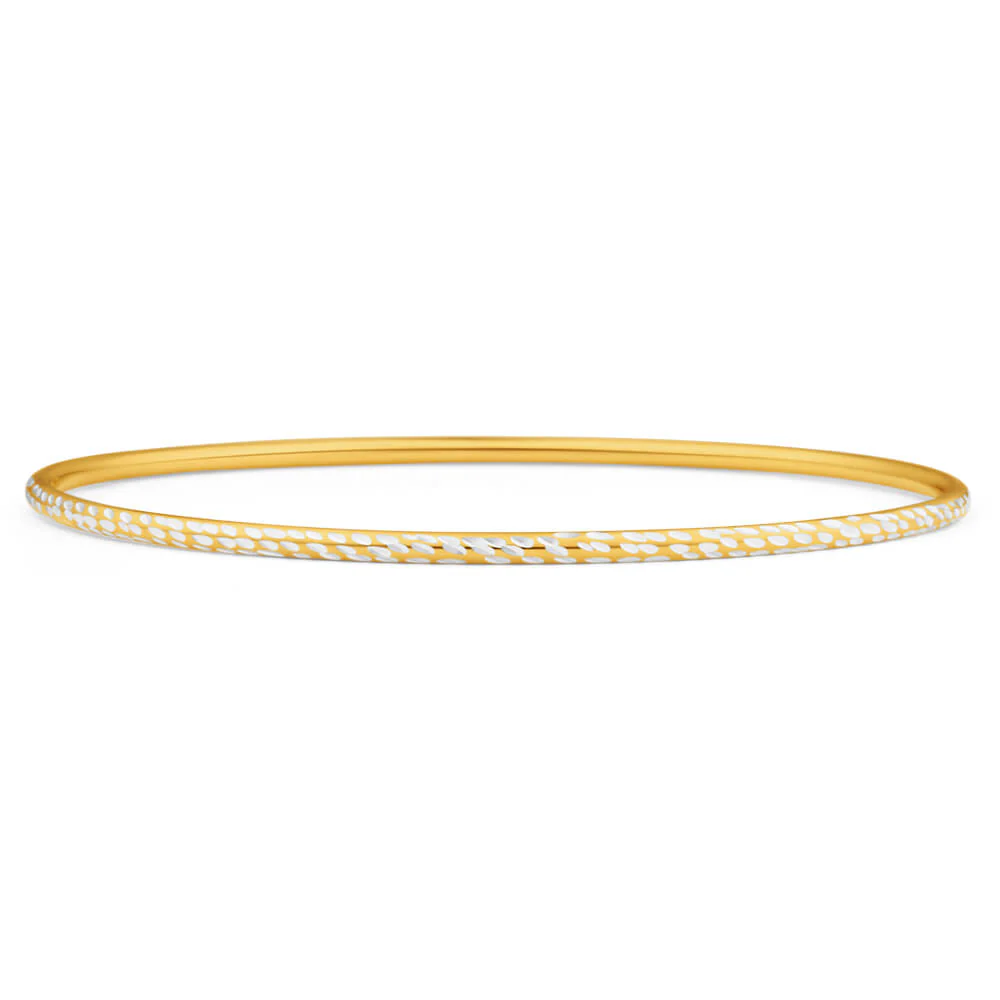 9ct Yellow Gold Silver Filled 2mm x 65mm Bangle