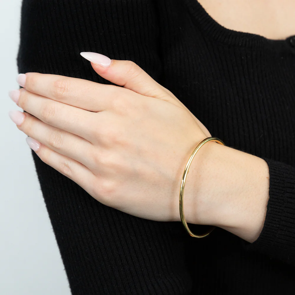9ct Yellow Gold Silver Filled 3mm 65mm Bangle - Image 3