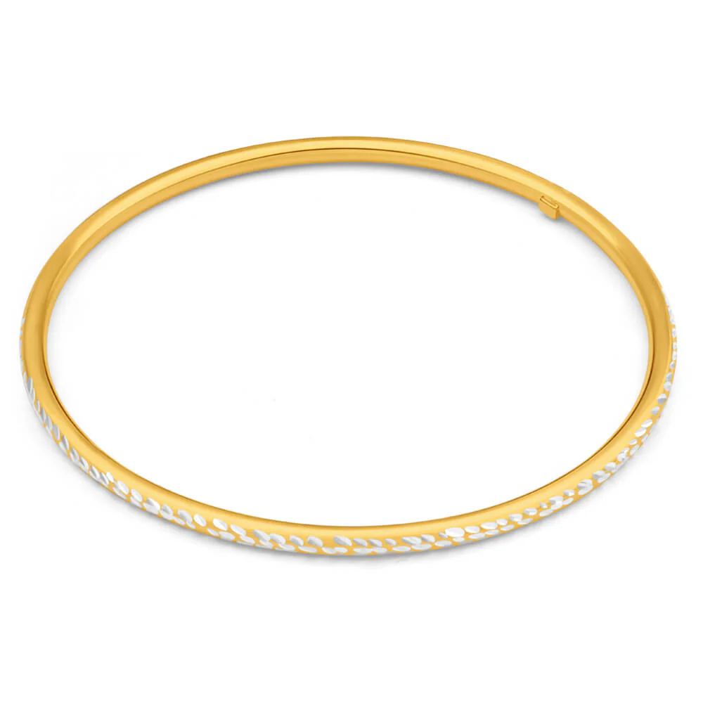 9ct Yellow Gold Silver Filled 3mm By 65mm Bangle - Image 2