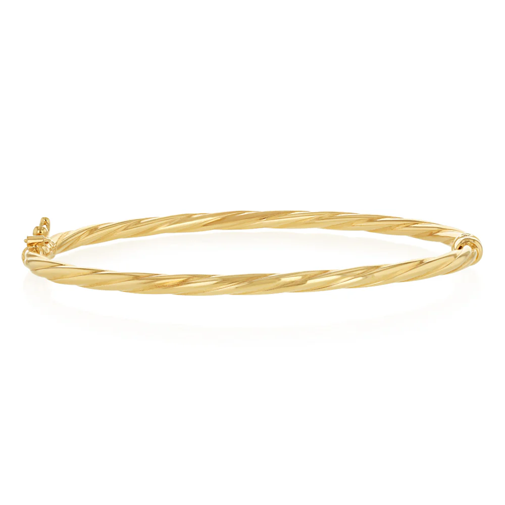 9ct Yellow Gold Silver Filled 3x60mm Bangle