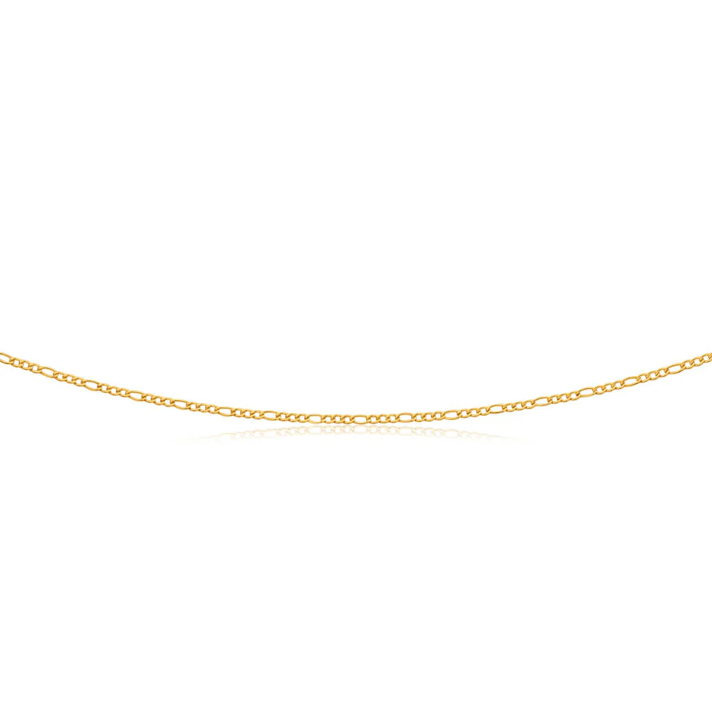9ct Yellow Gold Silver Filled 45cm 40 Gauge Figaro Chain - Image 2