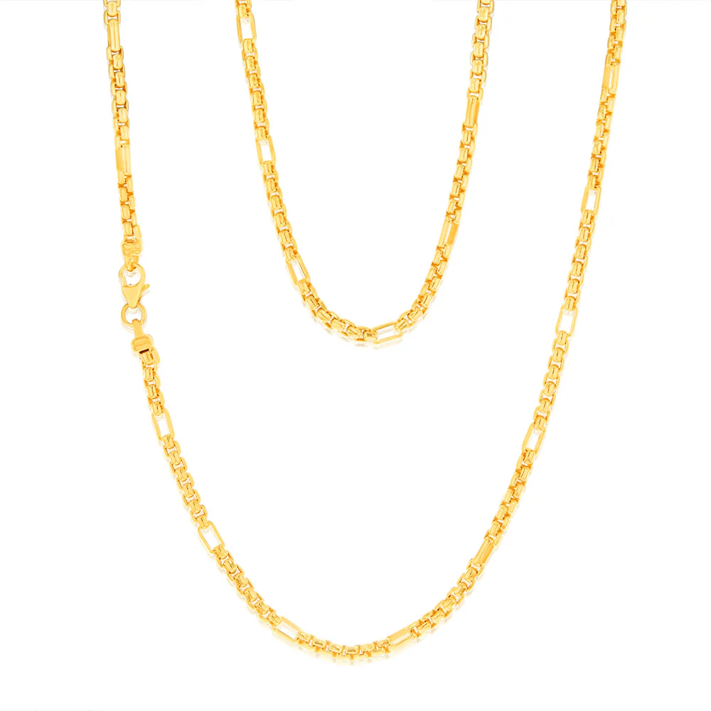 9ct Yellow Gold Silver Filled 55 Gauge Fancy 50cm Chain