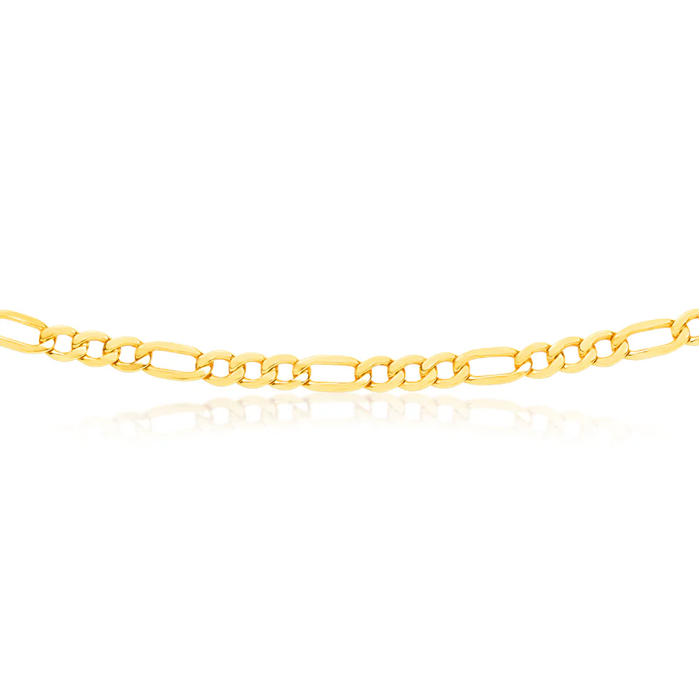 9ct Yellow Gold Silver Filled 55cm 150 Gauge Figaro Chain - Image 2