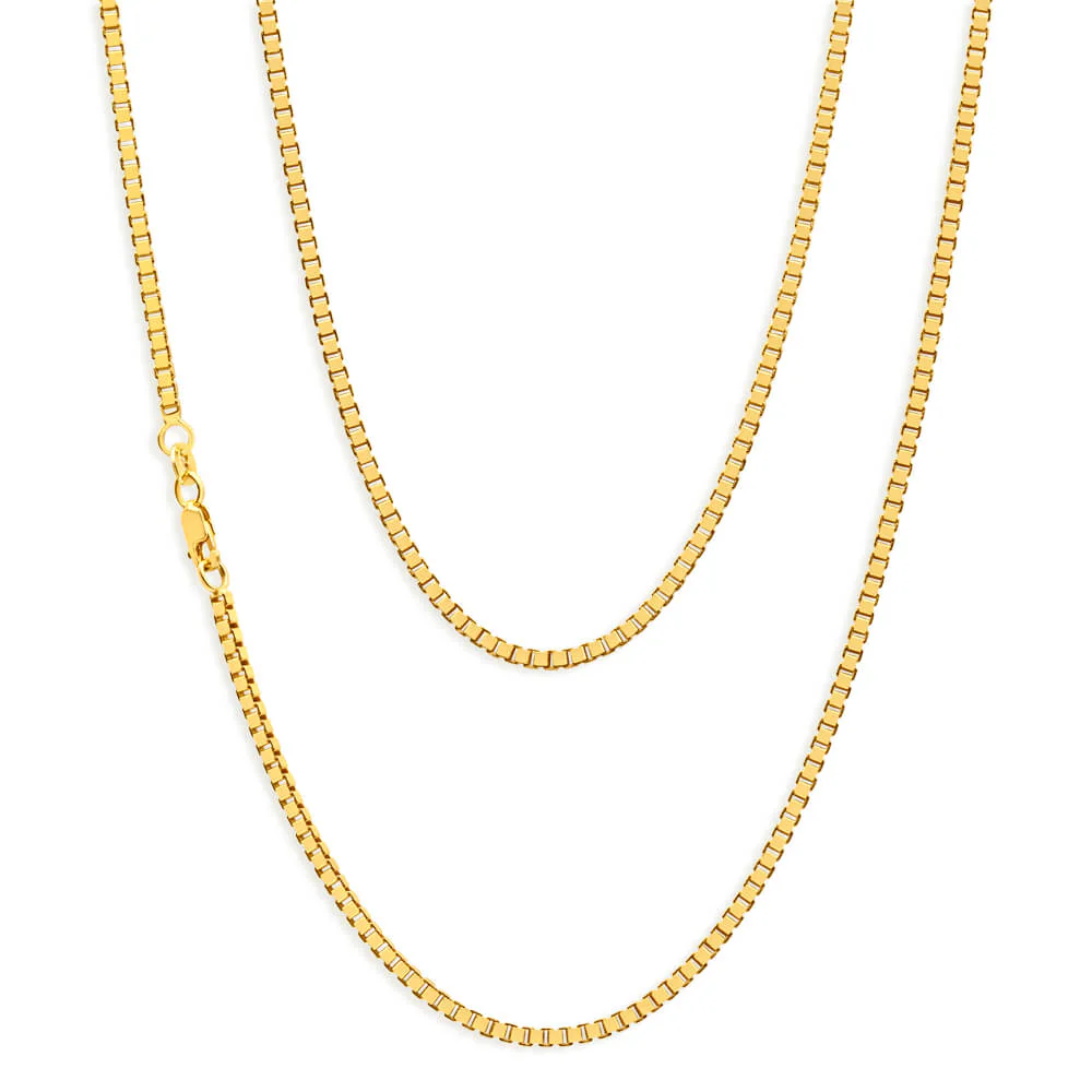 9ct Yellow Gold Silver Filled 55cm Box Chain