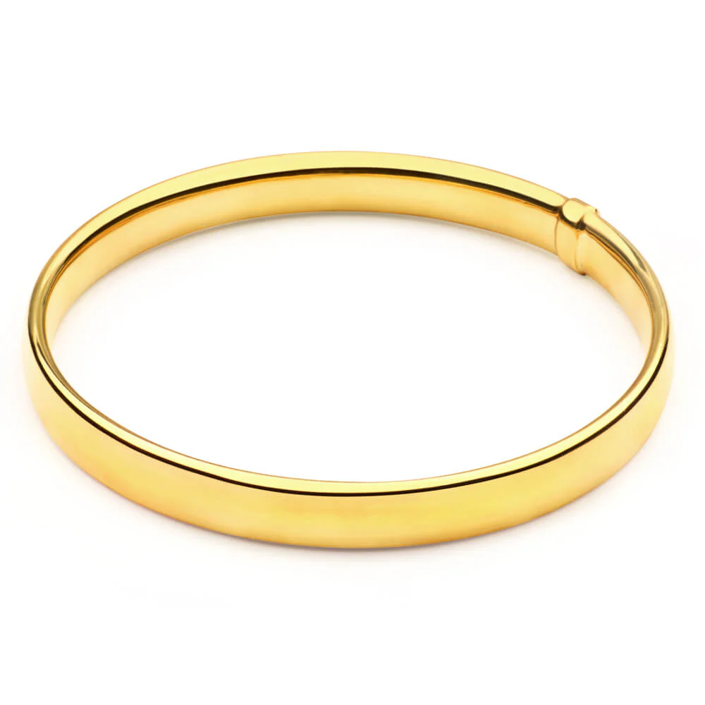 9ct Yellow Gold Silver Filled 8mm x 65mm Bangle - Image 2