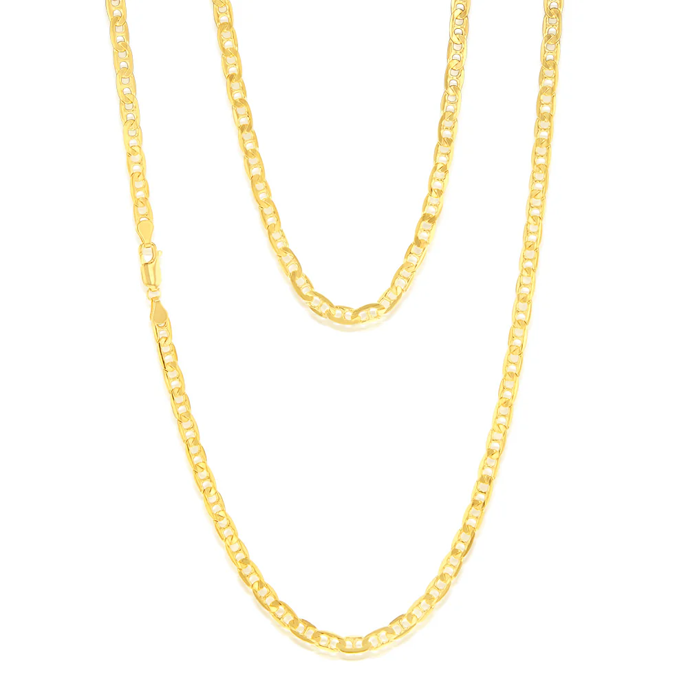 9ct Yellow Gold Silver Filled Anchor 120 Gauge 60cm Chain